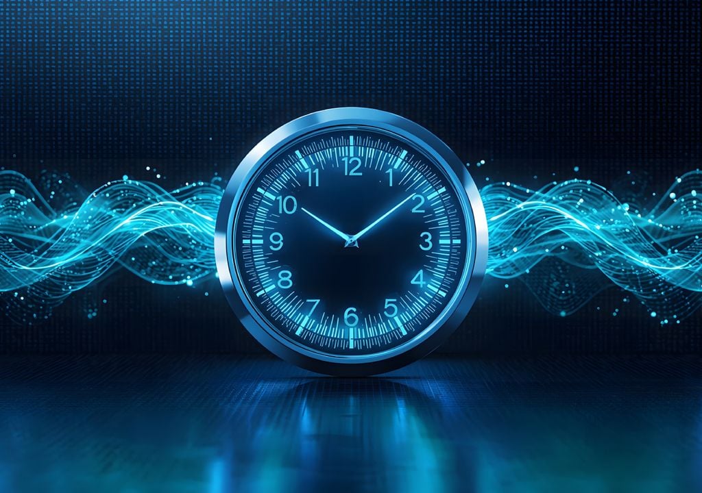 relógio quântico; ilustração; IA
