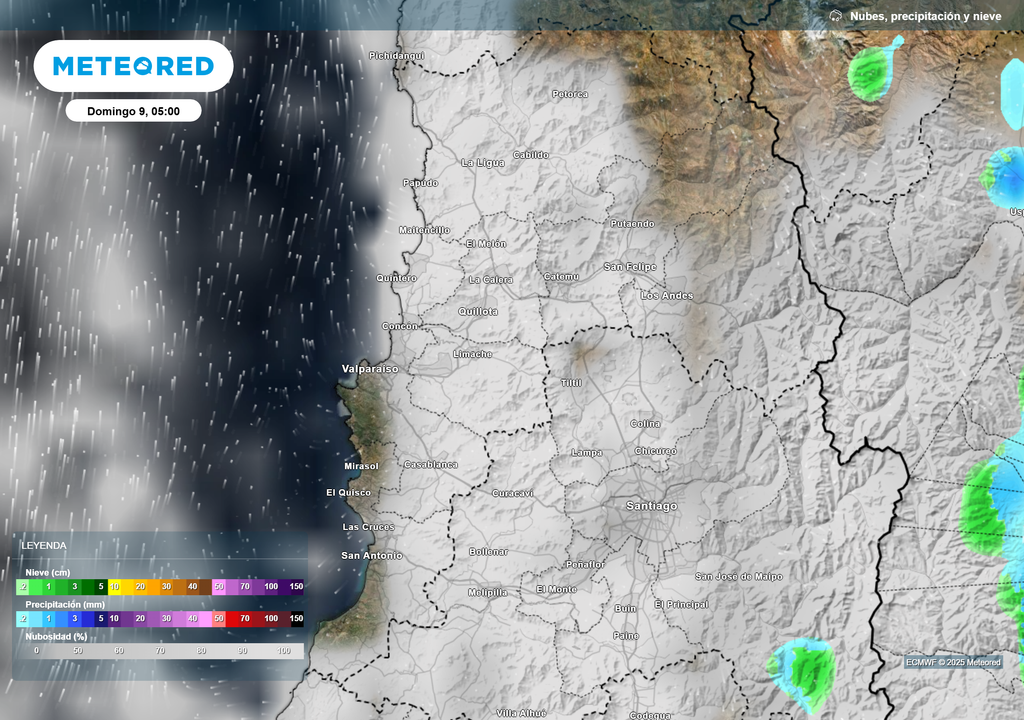mapa de lluvia y nubes