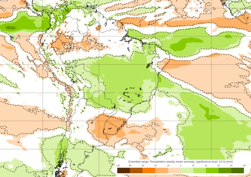 Previsão de anomalia de chuvas do modelo europeu ECMWF entre os dias 21 e 28 de Abril de 2025. Previsão de anomalia de chuvas do modelo europeu ECMWF entre os dias 21 e 28 de Abril de 2025.