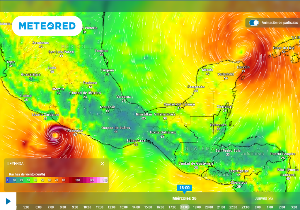Pronóstico de viento arrachado en km/h Pronóstico de viento arrachado en km/h