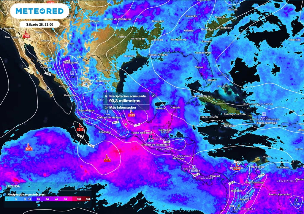 Precipitación acumulada sábado