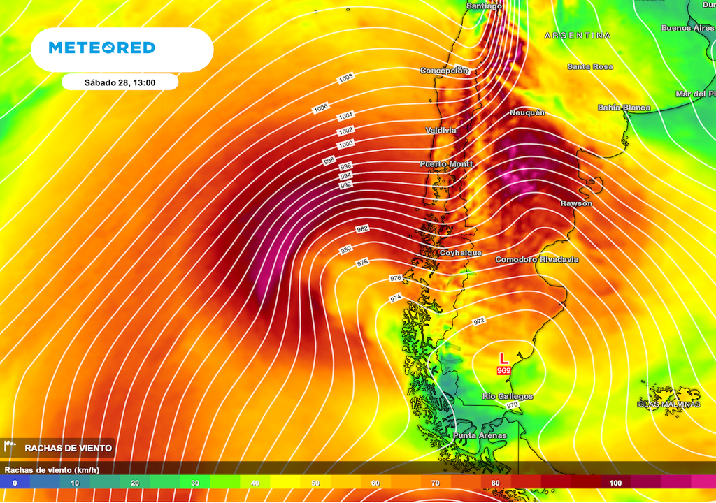 rachas de viento (modelo del ECMWF) rachas de viento (modelo del ECMWF)