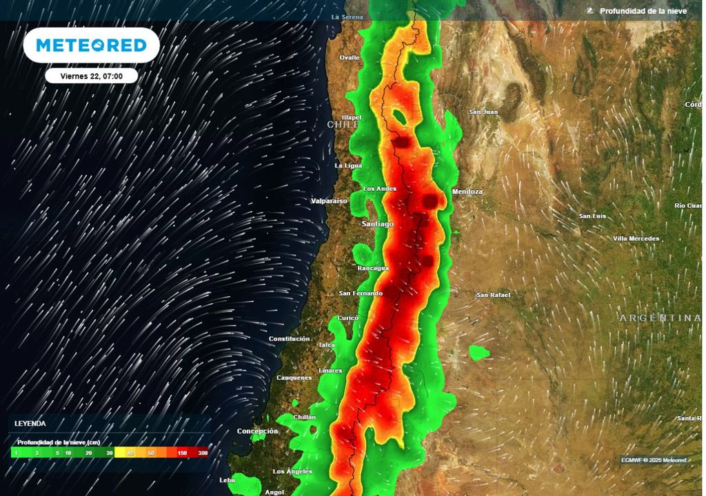 mapa de profundidad de nieve