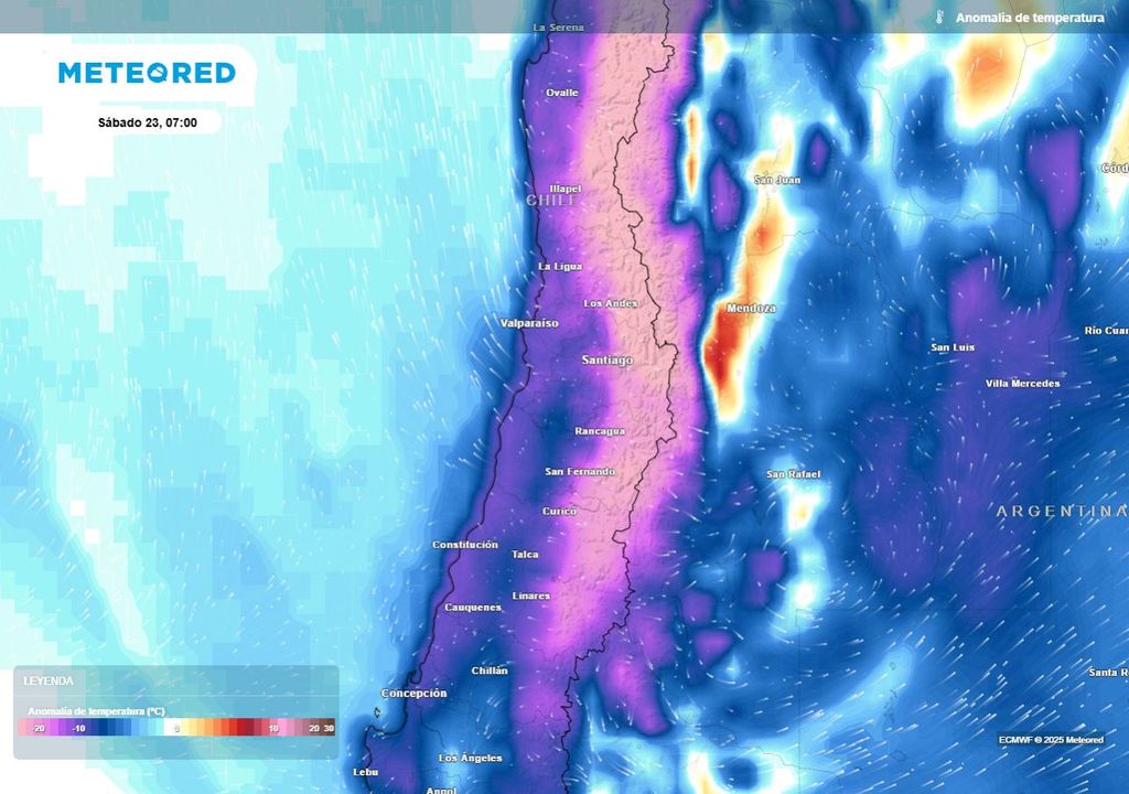 mapa de anomalía de temperaturas