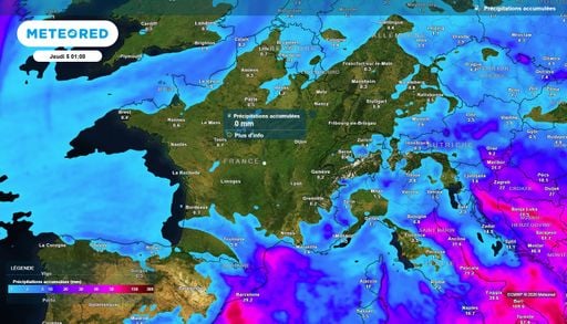 Pas d'eau dans les 144 prochaines heures : les experts identifient une zone sans pluie sur les cartes m&eacute;t&eacute;o de France