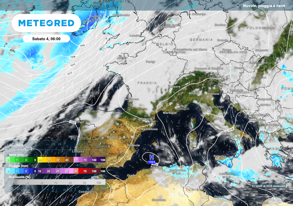Sabato santo pressione in aumento in tutta Italia come mostra ECMWF, salvo residua instabilità al sud.