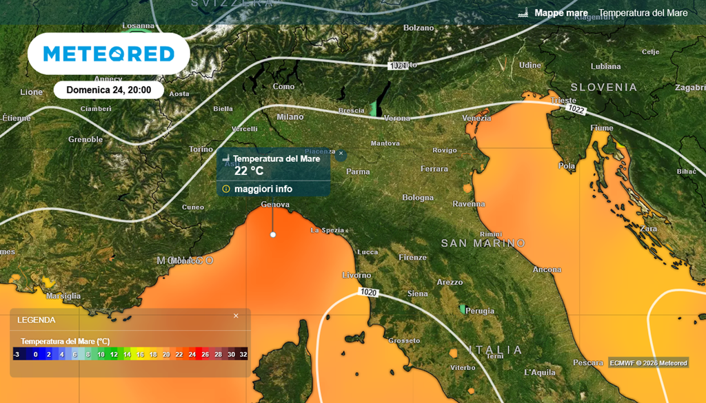 mar ligure temperatura Il Mar Ligure sperimenterà una importante crescita delle temperature superficiali.