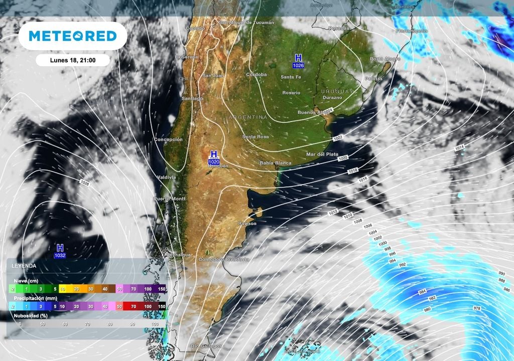 Sinoptica Patagonia Un amplio sistema de alta presión se encadena desde el sur del Océano Pacífico hasta el centro y norte de Argentina.