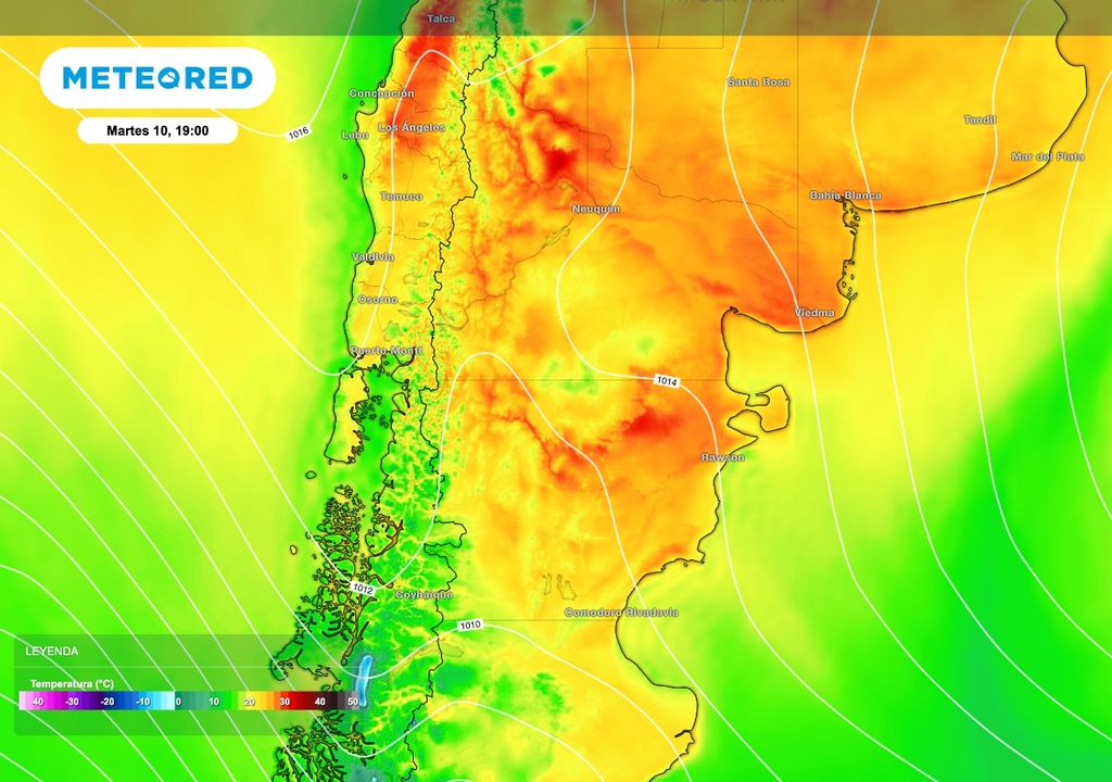 Temperaturas agradables para la época del año se esperan especialmente sobre el centro y norte de la Patagonia durante el martes 10 de marzo.