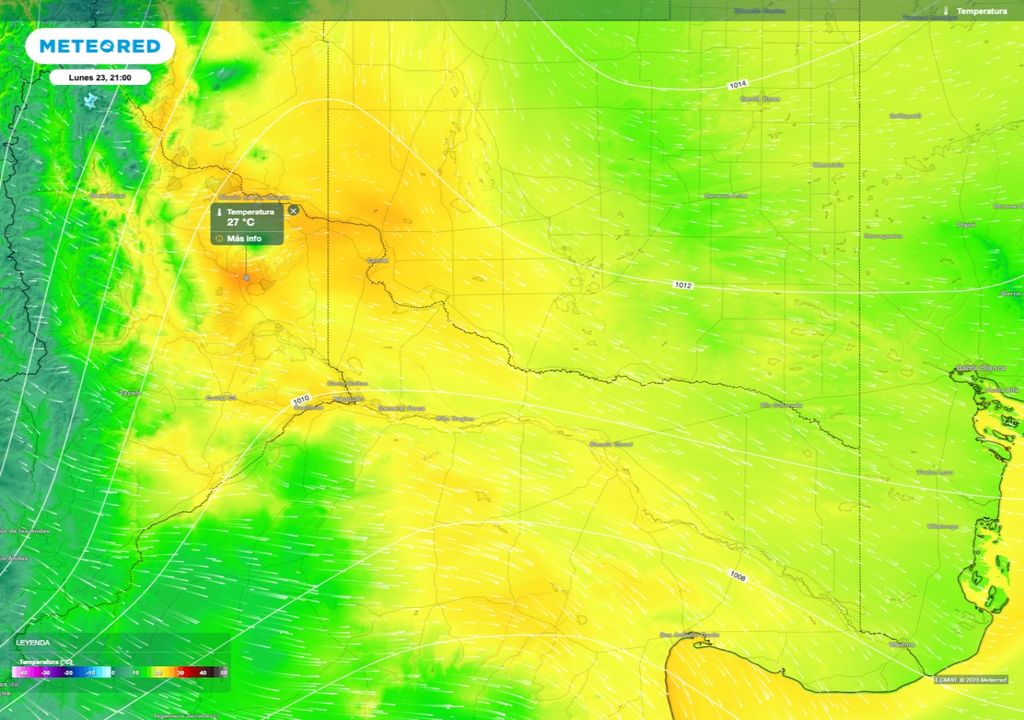 Norte de la Patagonia El extremo norte de la Patagonia mantendrá condiciones templadas. Algunos sectores del norte de Neuquén alcanzarán los 27 ºC ayudados por la orografía.