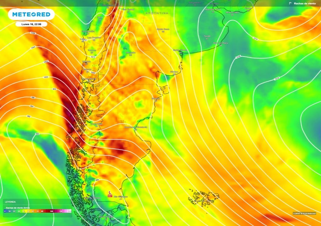 La intensidad del viento dominará sobre toda la región especialmente en la última parte del lunes 16. Algunas ráfagas alcanzarán los 90 km/h especialmente sobre la estepa.