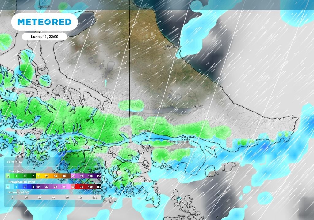 Nieve Ushuaia Circulación del sudoeste podrá generar algunas nevadas en la zona de Ushuaia entre la tarde o noche del lunes 11 de mayo y el martes 12.