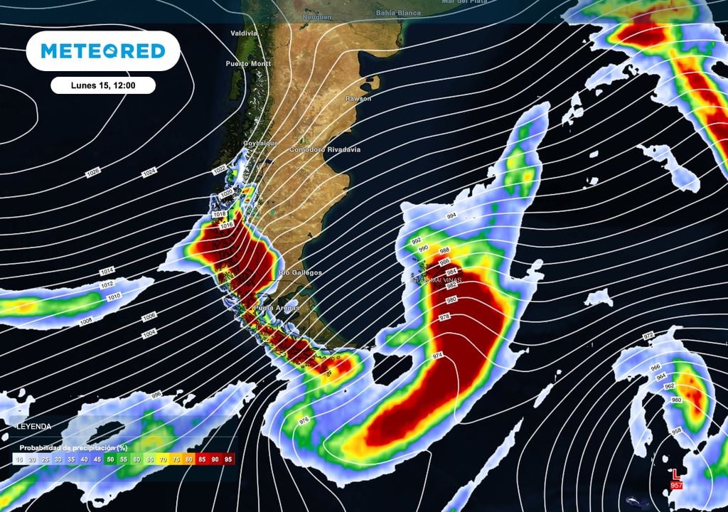 Lluvias Patagonia Durante el lunes, las precipitaciones, especialmente como lluvias y nevadas en sectores altos, se concentrarán especialmente sobre el sudoeste de Santa Cruz, incluyendo a El Calafate y Rio Turbio.
