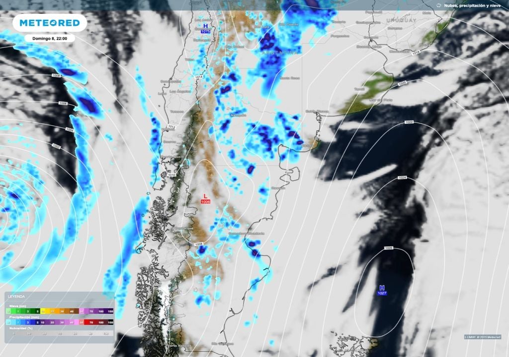 Si bien las tormentas más intensas podrán desarrollarse en el norte de la Patagonia, durante el domingo existe la chance de que algunas alcancen a la provincia de Santa Cruz.