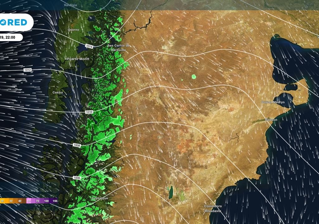 Nieve Patagonia El frente frío que llegará a la región el viernes 19 de junio producirá nevadas especialmente en los sectores medios y altos de la cordillera. En la imagen se puede observar como ECMWF capta muy bien este escenario.