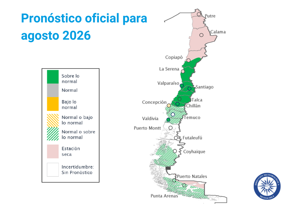 pronóstico de lluvias DMC El pronóstico oficial apunta a precipitaciones sobre el promedio en el centro y norte del país. En el sur, las lluvias esperadas serán dentro de lo normal a sobre lo normal.