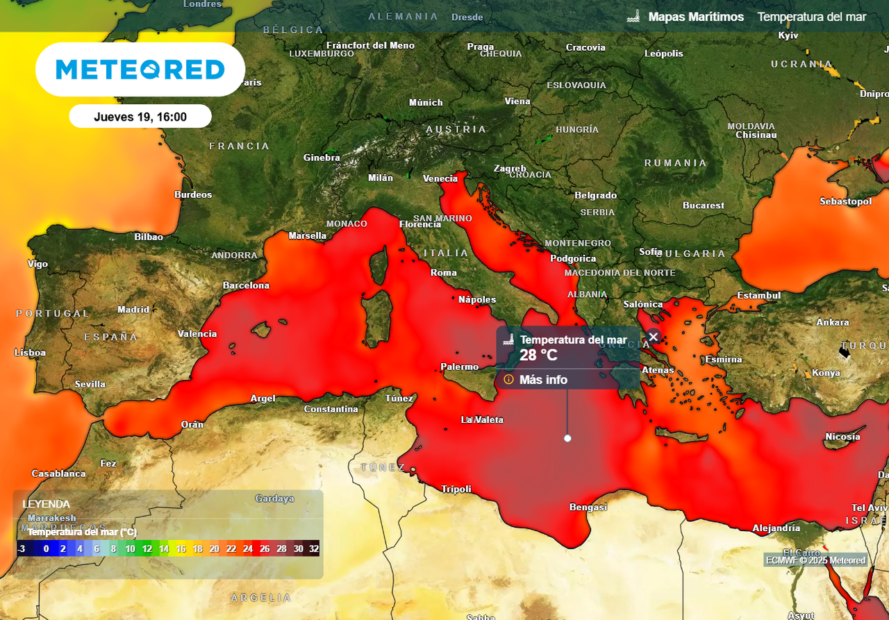 En algunas zonas del Mediterráneo las temperaturas pueden alcanzar los 28 ºC, valores muy anómalos y preocupantes en pleno mes de junio.