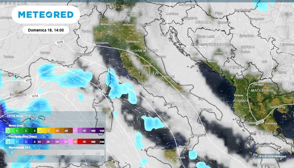 Il modello americano GFS stima una rotta del nucleo instabile decisamente più occidentale, il che lo farebbe sprofondare direttamente verso la penisola iberica e sulle Isole Baleari, con pochi effetti o effetti ritardati sull'Italia. GFS-MeteoRed.