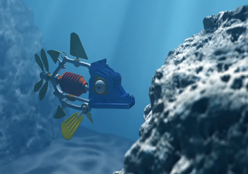 Le poisson robot a un corps qui peut attirer les molécules présentes dans les microplastiques, les obligeant à s'y accrocher lorsqu'il nage.