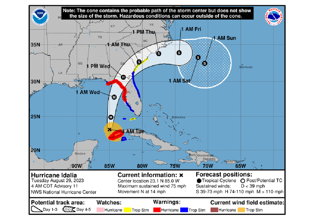 El extremadamente peligroso huracán Idalia impactará en Florida