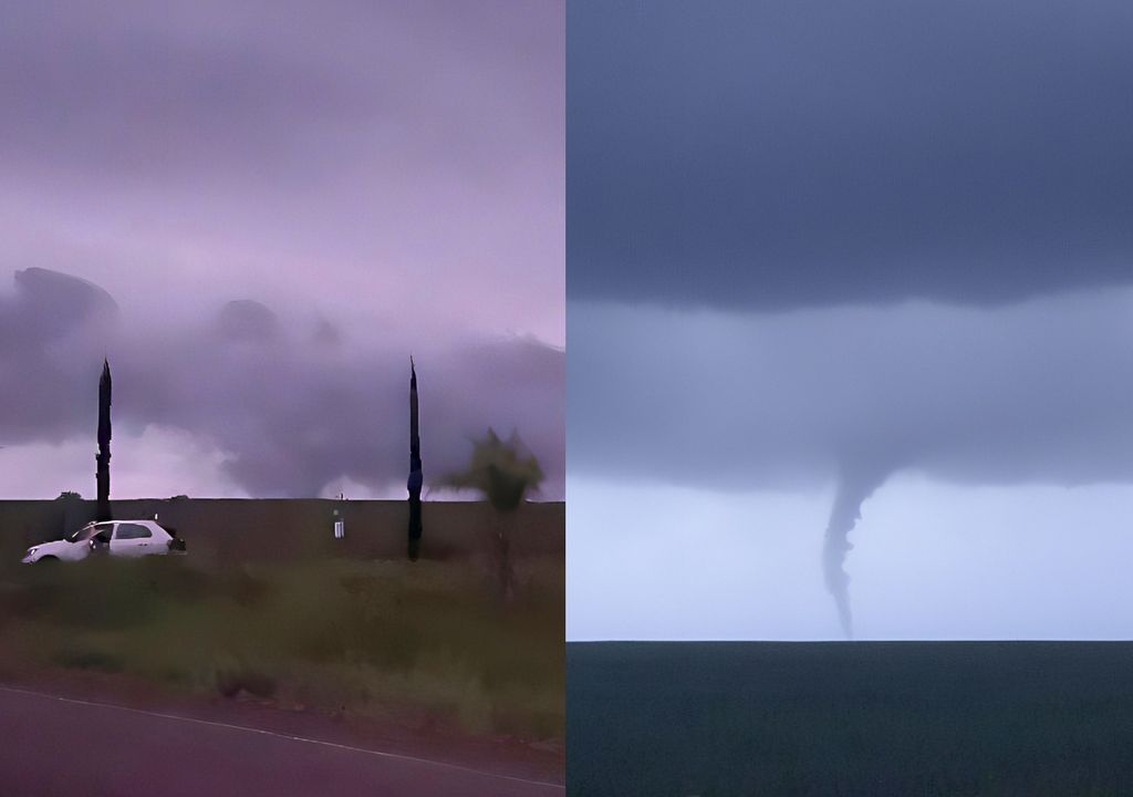 Imagens dos tornados capturados pelo grupo de meteorologistas. Imagens dos tornados capturados pelo grupo de meteorologistas.