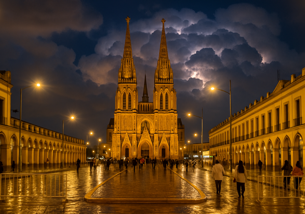 peregrinacion basilica de luján tormenta alerta misa