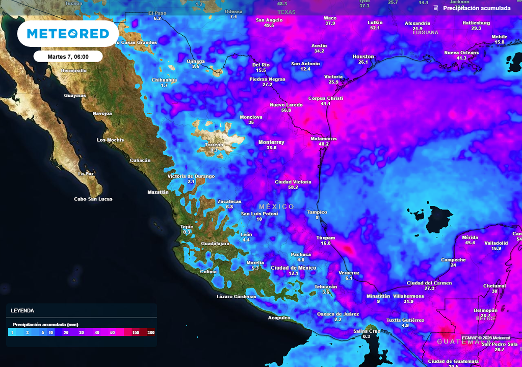 Frente frío con su masa polar cambiarán el tiempo desde este fin de semana, generándose tormentas con granizo en el norte, noreste, centro, oriente y sureste con más de 50 mm.