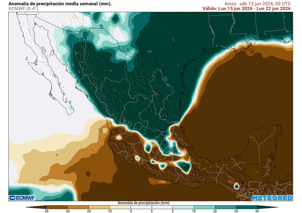Pronóstico de anomalía de lluvias iniciando la quincena Lluvias fuertes a torrenciales se desplazarán del norte al centro del país en esta segunda quincena, mientras los ciclones se activan en el Pacífico.