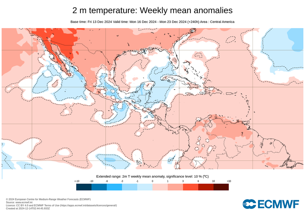 Anomalía de temperaturas en grados Celsius
