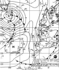 Campos 500 hPa previsto para el 15/11 a las 06 hCampos 500 hPa previsto para el 16/11 a las 18 hSuperficie y frentes 14/11 a las 12 hSuperficie y frentes 16/11 a las 06 h