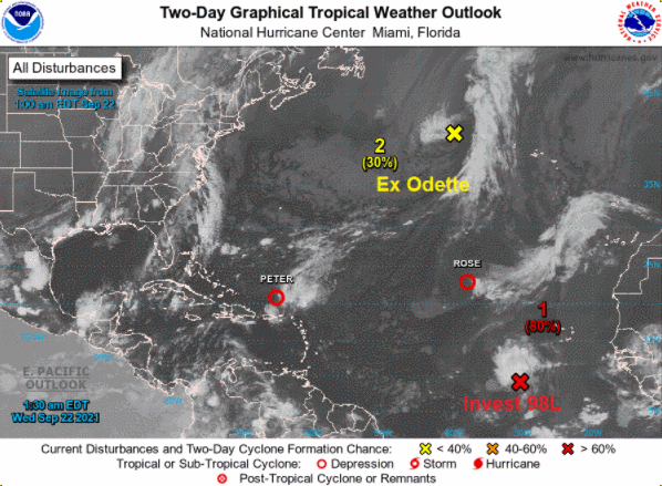 Peter y Rose se debilitan: posible depresión tropical en el Atlántico