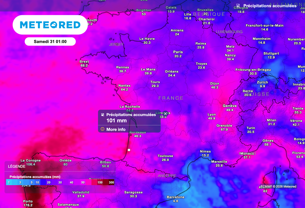 Fortes pluies Des cumuls de pluie conséquents attendus en France cette semaine !
