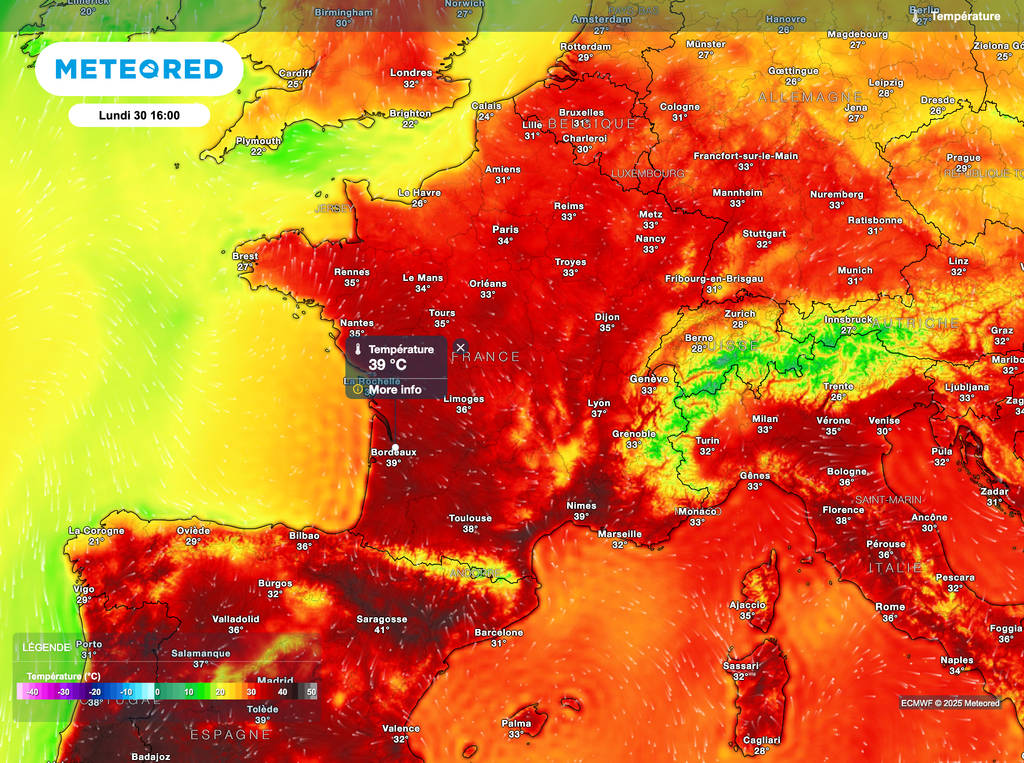 Une canicule étendue persistera en début de semaine.