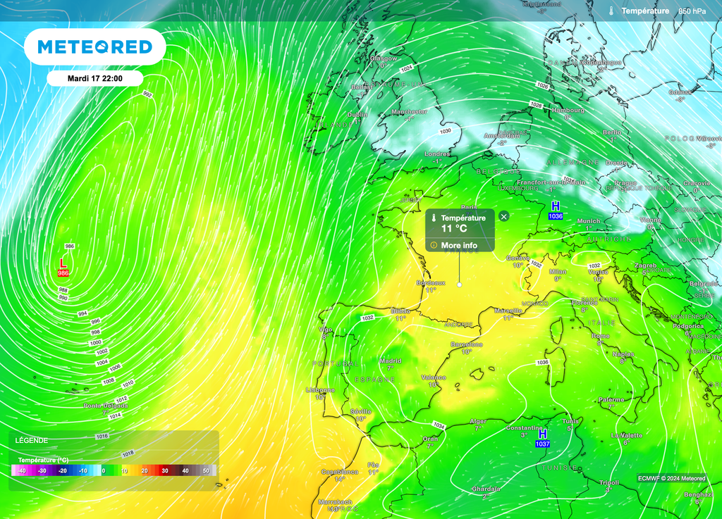 Une poche d'air doux va se positionner sur la France ces prochains jours. Une poche d'air doux va se positionner sur la France ces prochains jours.