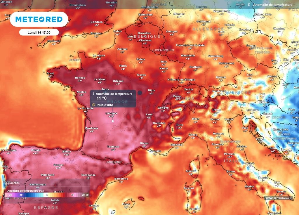 Nous pouvons parler d'anomalie monstre de températures, avec des valeurs parfois plus de 10°C au-dessus des normales de saison d'une mi-septembre.