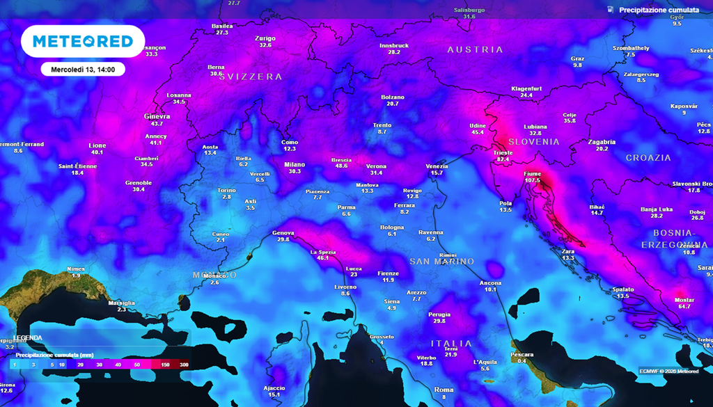 Ecco dove pioverà maggiormente in Italia Tra oggi e mercoledì queste le aree che vedranno più pioggia