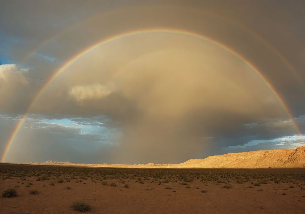 lluvias del desierto y un arcoíris