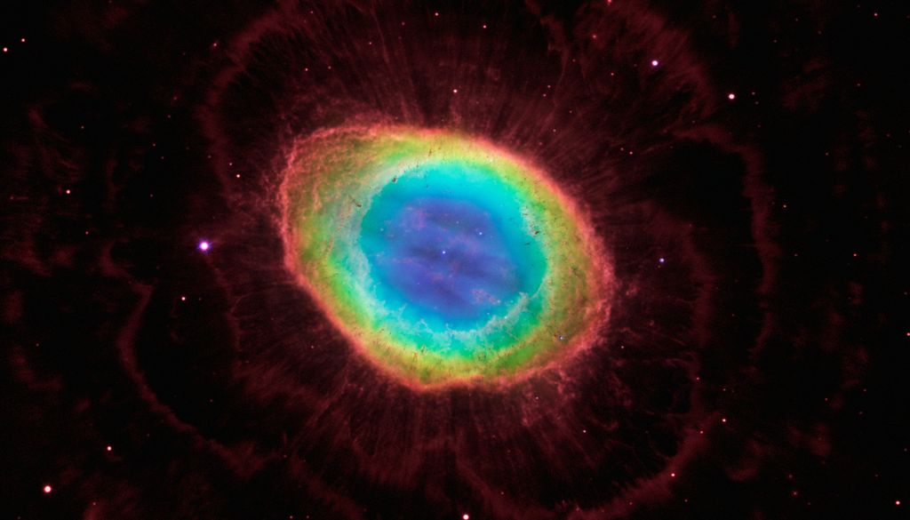 Der Ringnebel liegt etwa 2000 Lichtjahre von der Erde entfernt im Sternbild Lyra und misst ungefähr 1 Lichtjahr im Durchmesser. Der Ringnebel liegt etwa 2000 Lichtjahre von der Erde entfernt im Sternbild Lyra und misst ungefähr 1 Lichtjahr im Durchmesser. Bild: NASA/ESA/C.R. O'Dell/D. Thompson