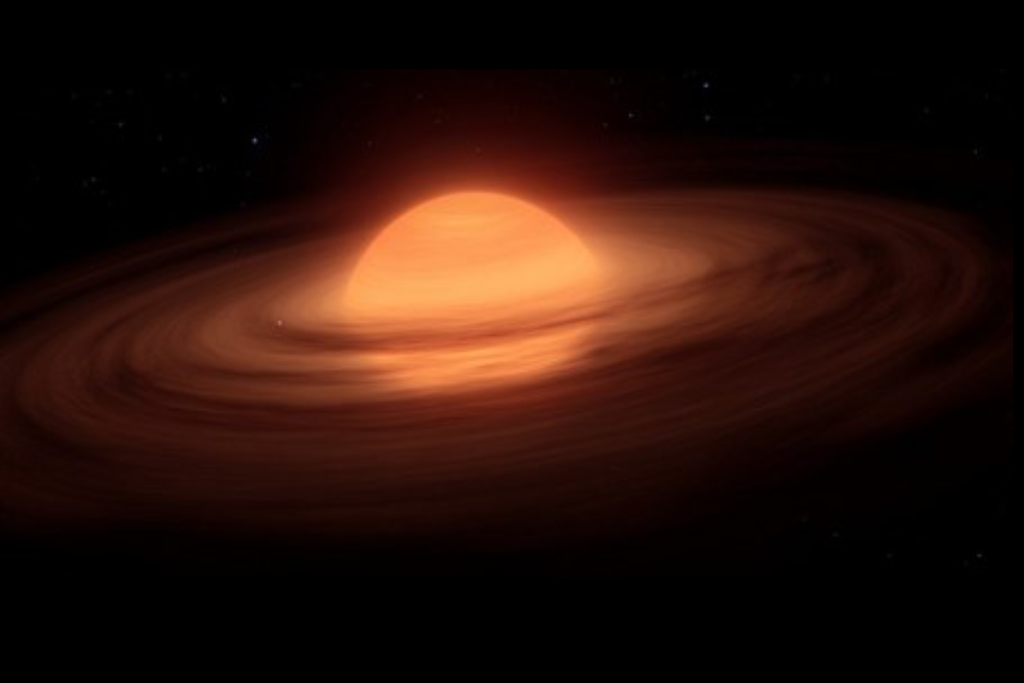 Ilustración que muestra el aspecto que tendría un disco planetario alrededor de un planeta gigante. Crédito: Universidad de St Andrews Ilustración que muestra el aspecto que tendría un disco planetario alrededor de un planeta gigante. Crédito: Universidad de St Andrews