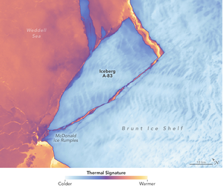 La plataforma de hielo antártica genera un gran iceberg llamado A-83