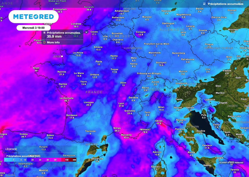 Des cumuls de pluie qui vont augmenter au fil de ces prochains jours. Des cumuls de pluie qui vont augmenter au fil de ces prochains jours.