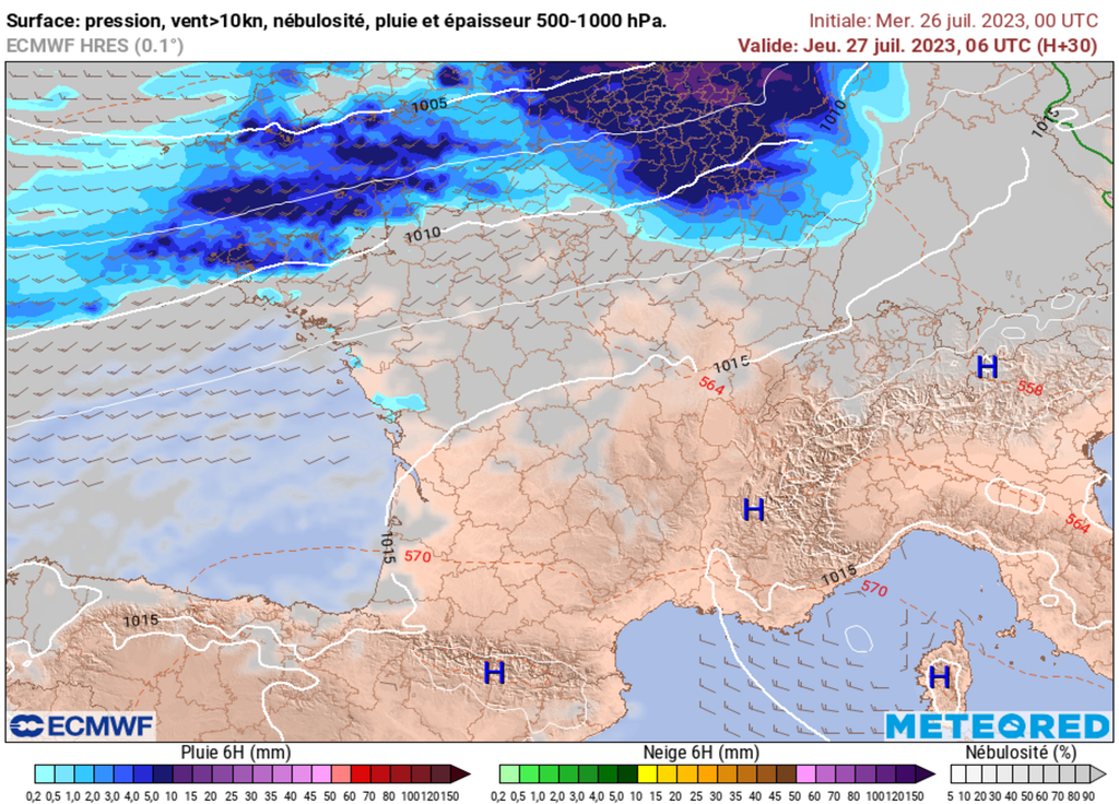 Le temps pluvieux s'installe progressivement sur les régions les plus au Nord.