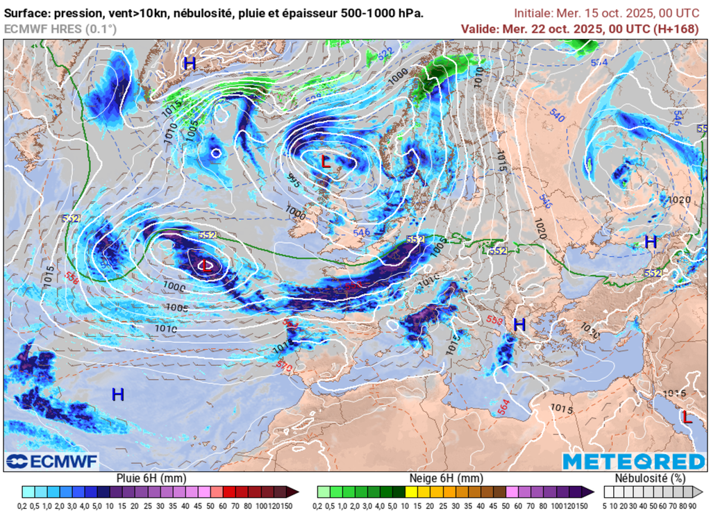 Pluies pouvant devenir abondantes au fil des jours de la semaine prochaine.