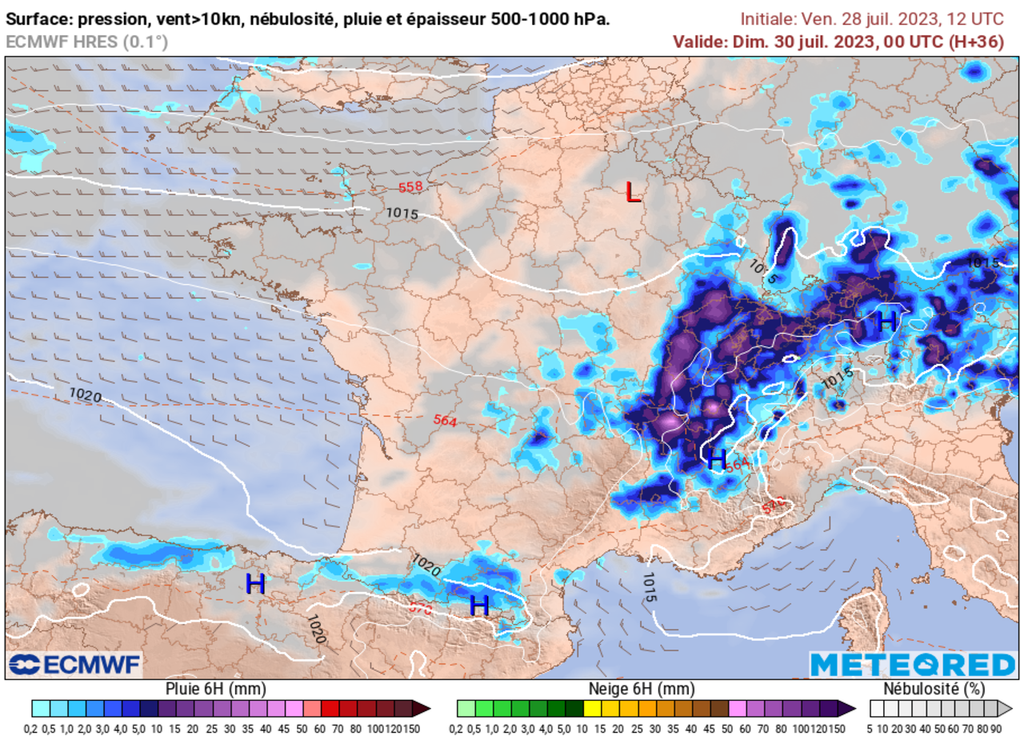 Au plus tard d'ici la nuit prochaine, les orages forts se concentreront sur le Centre-Est.