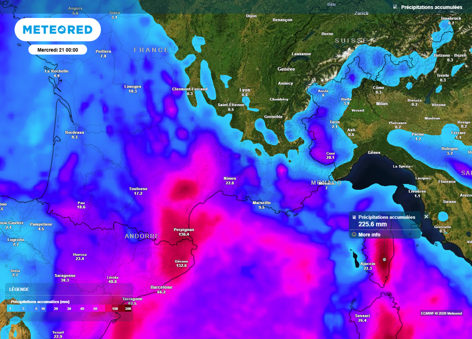 Cumuls précipitations Sud mardi soir