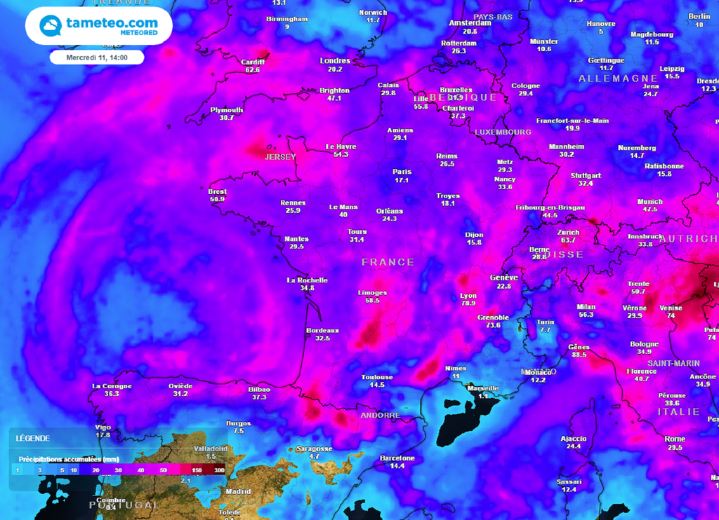 Au cours des prochains jours, les cumuls de pluies n'épargneront aucune région !