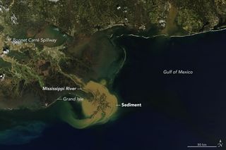 Plumas de sedimento frente a la costa de Louisiana