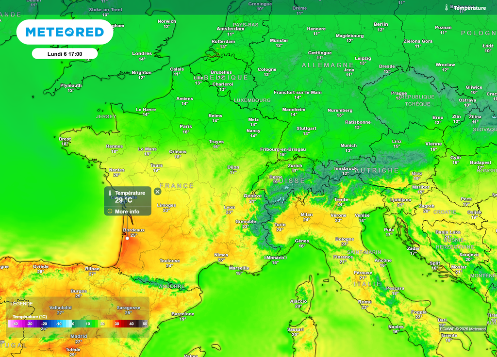 Demain, lundi de Pâques, la chaleur sera encore plus fréquente dans la moitié Sud, avec des pointes proches de 30°C dans le Sud-Ouest.
