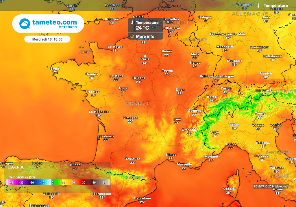 Températures estivales mercredi après-midi entre les Hauts-de-France et l'Île-de-France !