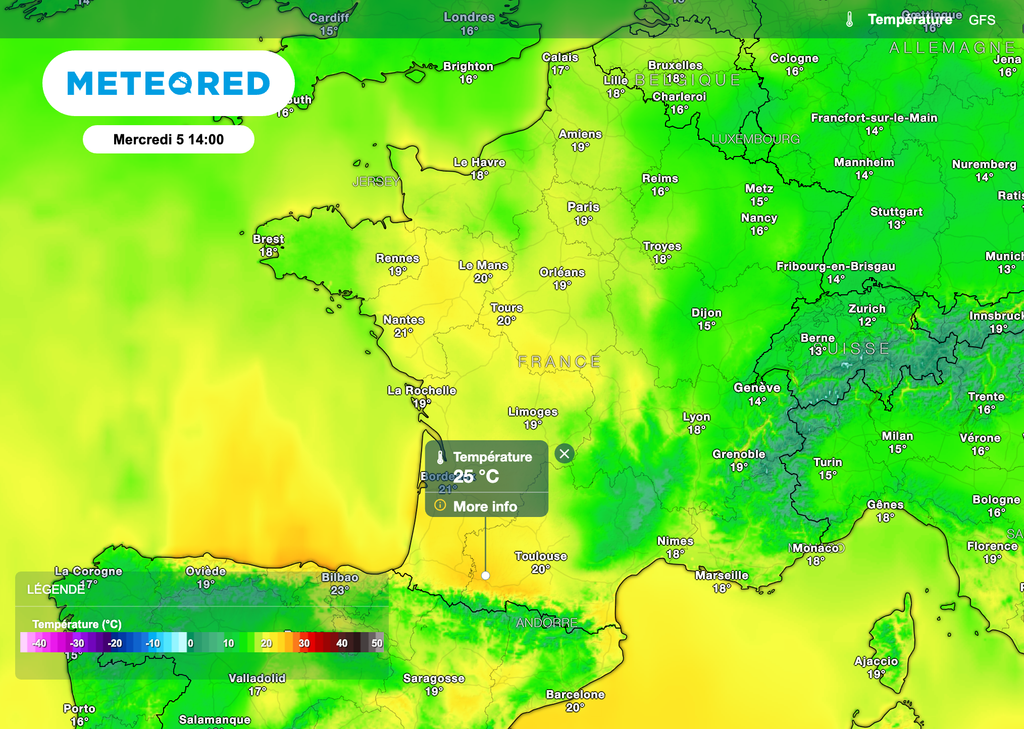 Près de 25 degrés attendus au pied des Pyrénées cet après-midi.